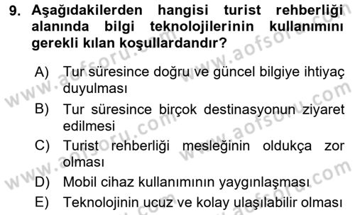 Turizm Bilgi Teknolojileri Dersi 2021 - 2022 Yılı Yaz Okulu Sınav Soruları 9. Soru