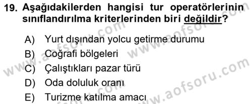Turizm Bilgi Teknolojileri Dersi 2023 - 2024 Yılı (Vize) Ara Sınav Soruları 19. Soru