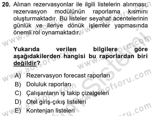 Turizm Bilgi Teknolojileri Dersi 2023 - 2024 Yılı (Vize) Ara Sınav Soruları 20. Soru