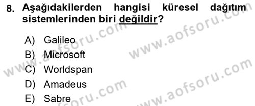 Turizm Bilgi Teknolojileri Dersi 2023 - 2024 Yılı (Vize) Ara Sınav Soruları 8. Soru