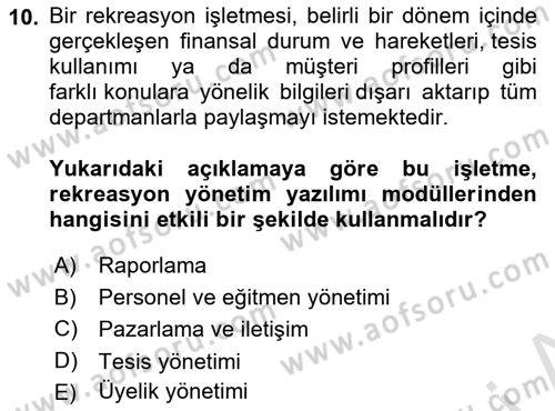 Turizm Bilgi Teknolojileri Dersi 2023 - 2024 Yılı (Final) Dönem Sonu Sınav Soruları 10. Soru