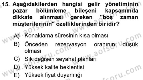 Turizm Bilgi Teknolojileri Dersi 2023 - 2024 Yılı (Final) Dönem Sonu Sınav Soruları 15. Soru