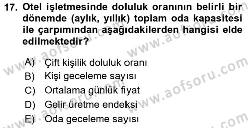 Turizm Bilgi Teknolojileri Dersi 2023 - 2024 Yılı (Final) Dönem Sonu Sınav Soruları 17. Soru