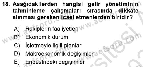 Turizm Bilgi Teknolojileri Dersi 2023 - 2024 Yılı (Final) Dönem Sonu Sınav Soruları 18. Soru