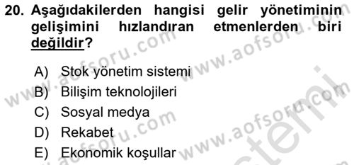 Turizm Bilgi Teknolojileri Dersi 2023 - 2024 Yılı (Final) Dönem Sonu Sınav Soruları 20. Soru