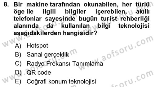 Turizm Bilgi Teknolojileri Dersi 2023 - 2024 Yılı (Final) Dönem Sonu Sınav Soruları 8. Soru