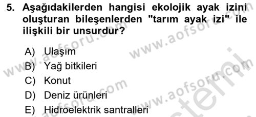 Sürdürülebilir Turizm Dersi 2020 - 2021 Yılı Yaz Okulu Sınavı 5. Soru