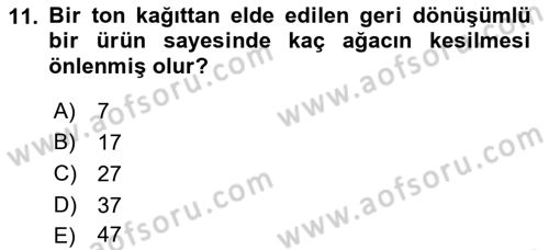 Sürdürülebilir Turizm Dersi 2021 - 2022 Yılı (Vize) Ara Sınav Soruları 11. Soru