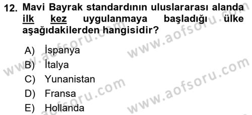 Sürdürülebilir Turizm Dersi 2021 - 2022 Yılı (Vize) Ara Sınav Soruları 12. Soru