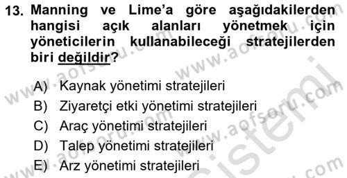 Sürdürülebilir Turizm Dersi 2021 - 2022 Yılı (Final) Dönem Sonu Sınav Soruları 13. Soru