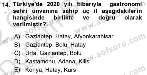 Sürdürülebilir Turizm Dersi 2021 - 2022 Yılı (Final) Dönem Sonu Sınav Soruları 14. Soru