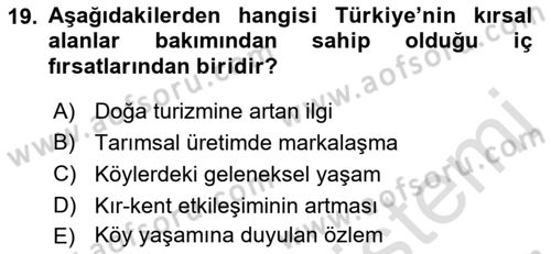 Sürdürülebilir Turizm Dersi 2021 - 2022 Yılı (Final) Dönem Sonu Sınav Soruları 19. Soru