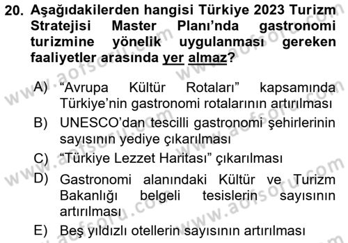 Sürdürülebilir Turizm Dersi 2021 - 2022 Yılı (Final) Dönem Sonu Sınav Soruları 20. Soru