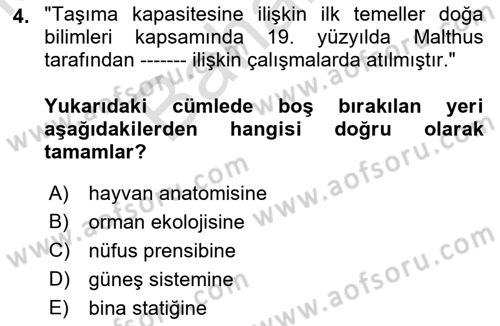 Sürdürülebilir Turizm Dersi 2021 - 2022 Yılı (Final) Dönem Sonu Sınav Soruları 4. Soru