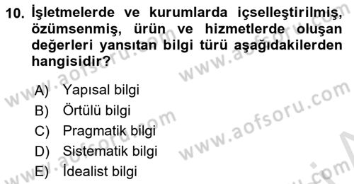 Sürdürülebilir Turizm Dersi 2021 - 2022 Yılı Yaz Okulu Sınavı 10. Soru