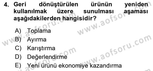 Sürdürülebilir Turizm Dersi 2021 - 2022 Yılı Yaz Okulu Sınavı 4. Soru