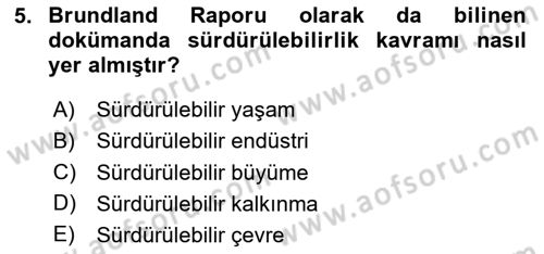 Sürdürülebilir Turizm Dersi 2024 - 2025 Yılı (Vize) Ara Sınav Soruları 5. Soru