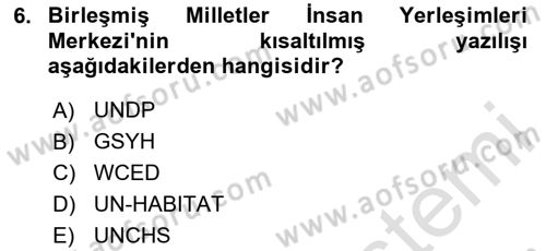 Sürdürülebilir Turizm Dersi 2024 - 2025 Yılı (Vize) Ara Sınav Soruları 6. Soru