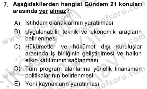 Sürdürülebilir Turizm Dersi 2024 - 2025 Yılı (Vize) Ara Sınav Soruları 7. Soru