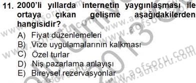 Tur Planlaması ve Yönetimi Dersi 2012 - 2013 Yılı (Vize) Ara Sınav Soruları 11. Soru