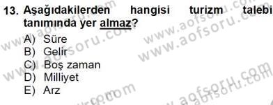 Tur Planlaması ve Yönetimi Dersi 2012 - 2013 Yılı (Vize) Ara Sınav Soruları 13. Soru