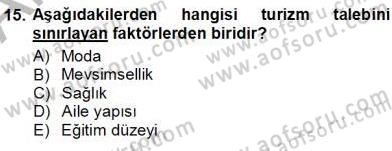 Tur Planlaması ve Yönetimi Dersi 2012 - 2013 Yılı (Vize) Ara Sınav Soruları 15. Soru
