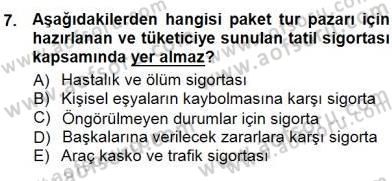 Tur Planlaması ve Yönetimi Dersi 2012 - 2013 Yılı (Final) Dönem Sonu Sınav Soruları 7. Soru