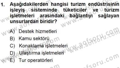 Tur Planlaması ve Yönetimi Dersi 2013 - 2014 Yılı (Final) Dönem Sonu Sınav Soruları 1. Soru