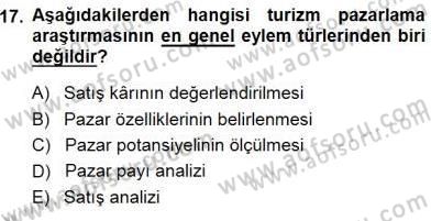 Tur Planlaması ve Yönetimi Dersi 2013 - 2014 Yılı (Final) Dönem Sonu Sınav Soruları 17. Soru