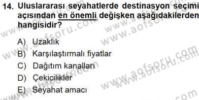 Tur Planlaması ve Yönetimi Dersi 2014 - 2015 Yılı (Vize) Ara Sınav Soruları 14. Soru
