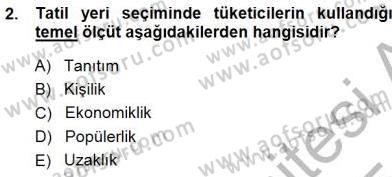 Tur Planlaması ve Yönetimi Dersi 2014 - 2015 Yılı (Vize) Ara Sınav Soruları 2. Soru