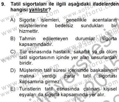 Tur Planlaması ve Yönetimi Dersi 2014 - 2015 Yılı (Final) Dönem Sonu Sınav Soruları 9. Soru