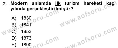 Tur Planlaması ve Yönetimi Dersi 2016 - 2017 Yılı (Vize) Ara Sınav Soruları 2. Soru