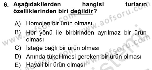 Tur Planlaması ve Yönetimi Dersi 2016 - 2017 Yılı (Vize) Ara Sınav Soruları 6. Soru