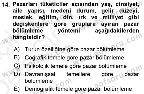 Tur Planlaması ve Yönetimi Dersi 2017 - 2018 Yılı 3 Ders Sınav Soruları 14. Soru