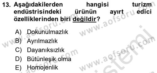 Tur Planlaması ve Yönetimi Dersi 2017 - 2018 Yılı (Vize) Ara Sınav Soruları 13. Soru
