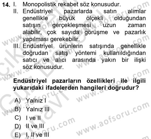 Tur Planlaması ve Yönetimi Dersi 2017 - 2018 Yılı (Vize) Ara Sınav Soruları 14. Soru