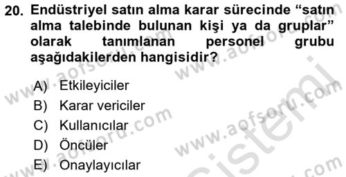 Tur Planlaması ve Yönetimi Dersi 2017 - 2018 Yılı (Vize) Ara Sınav Soruları 20. Soru