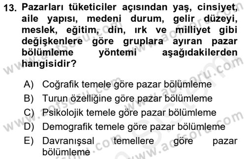 Tur Planlaması ve Yönetimi Dersi 2017 - 2018 Yılı (Final) Dönem Sonu Sınav Soruları 13. Soru