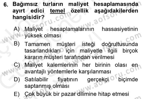 Tur Planlaması ve Yönetimi Dersi 2017 - 2018 Yılı (Final) Dönem Sonu Sınav Soruları 6. Soru