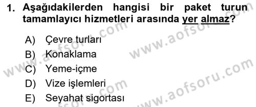 Tur Planlaması ve Yönetimi Dersi 2018 - 2019 Yılı (Vize) Ara Sınav Soruları 1. Soru