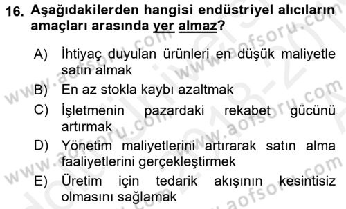 Tur Planlaması ve Yönetimi Dersi 2018 - 2019 Yılı (Vize) Ara Sınav Soruları 16. Soru