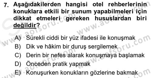 Tur Planlaması ve Yönetimi Dersi 2018 - 2019 Yılı (Final) Dönem Sonu Sınav Soruları 7. Soru