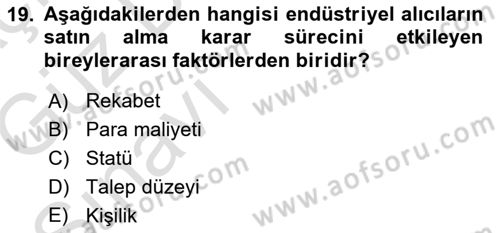 Tur Planlaması ve Yönetimi Dersi 2019 - 2020 Yılı (Vize) Ara Sınav Soruları 19. Soru