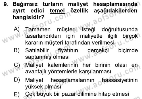 Tur Planlaması ve Yönetimi Dersi 2019 - 2020 Yılı (Final) Dönem Sonu Sınav Soruları 9. Soru