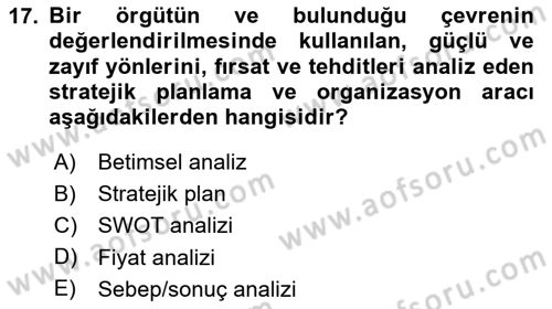 Tur Planlaması ve Yönetimi Dersi 2020 - 2021 Yılı Yaz Okulu Sınav Soruları 17. Soru