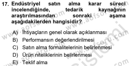 Tur Planlaması ve Yönetimi Dersi 2021 - 2022 Yılı (Vize) Ara Sınav Soruları 17. Soru