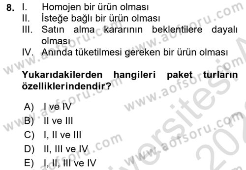 Tur Planlaması ve Yönetimi Dersi 2021 - 2022 Yılı (Vize) Ara Sınav Soruları 8. Soru