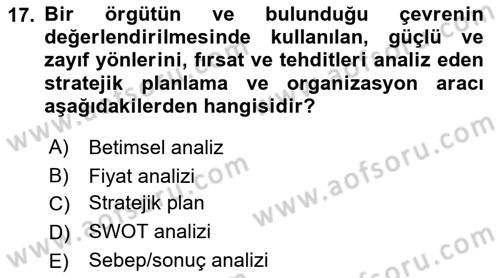Tur Planlaması ve Yönetimi Dersi 2021 - 2022 Yılı Yaz Okulu Sınav Soruları 17. Soru