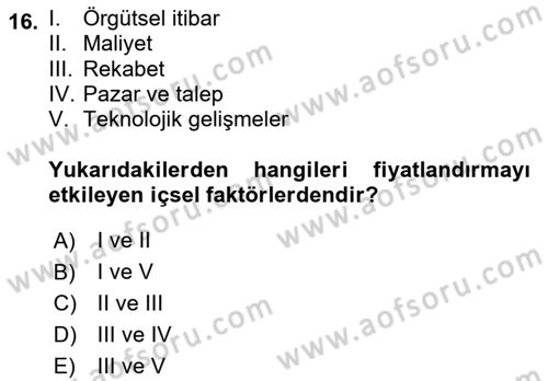 Tur Planlaması ve Yönetimi Dersi 2023 - 2024 Yılı Yaz Okulu Sınav Soruları 16. Soru